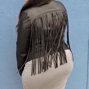 Fringe faux leather jacket
